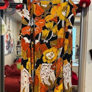 Floral Women's Skirt in Black, Orange, and Yellow